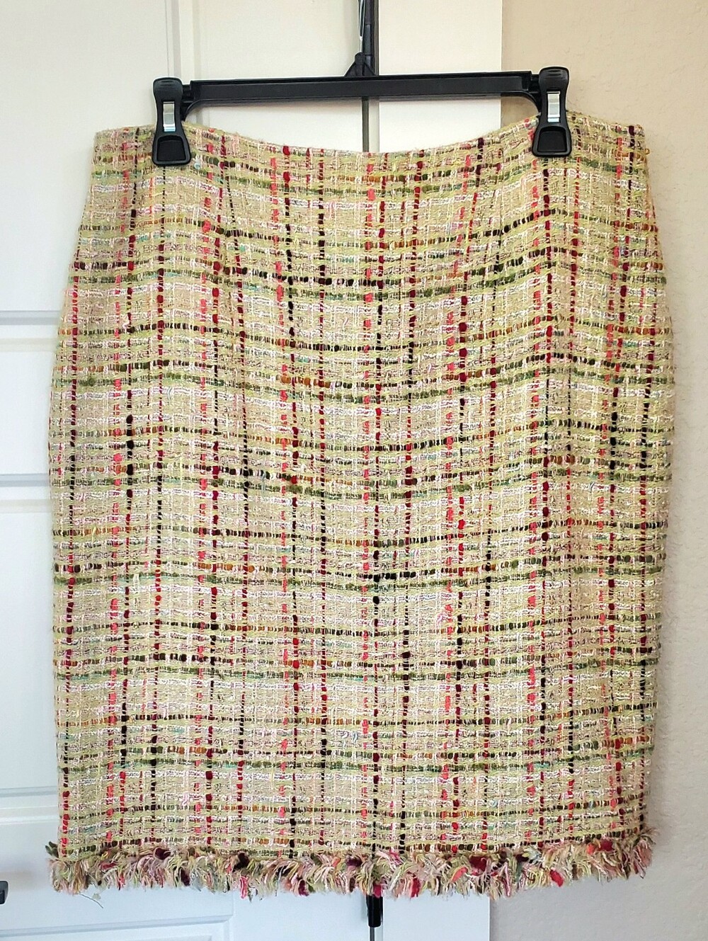 Rickie Freeman Teri Jon Bouclé Tweed Pencil Skirt Silk Wool Blend - Size 12 NWOT